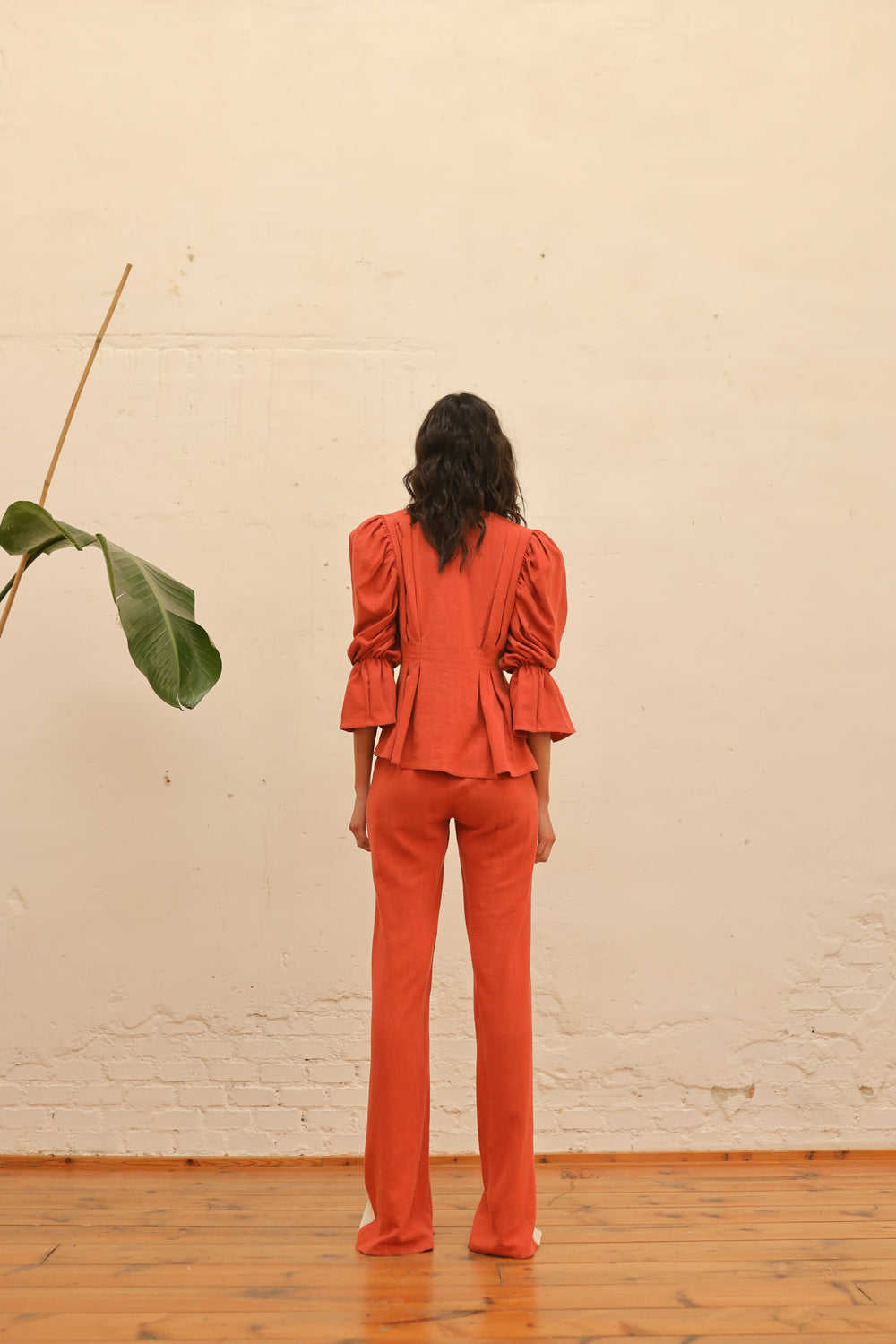 Pantalón Bicolor Folk Teja