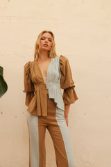 Blusa Bicolor Indie Camel